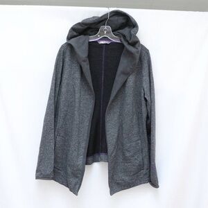 The North Face Spell Out Hooded Open Front Cardigan Sweater Gray XL cotton hike